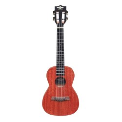Professional Concert Ukulele, Mahogany Wood Body, 4 String, Black Fretboard