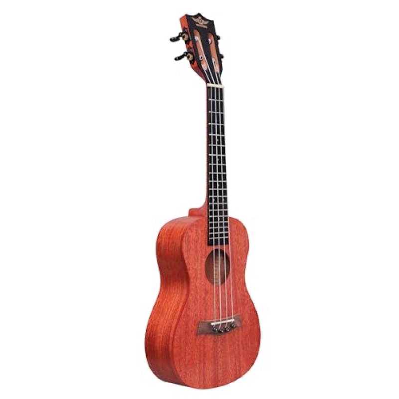 Professional Concert Ukulele, Mahogany Wood Body, 4 String, Black Fretboard