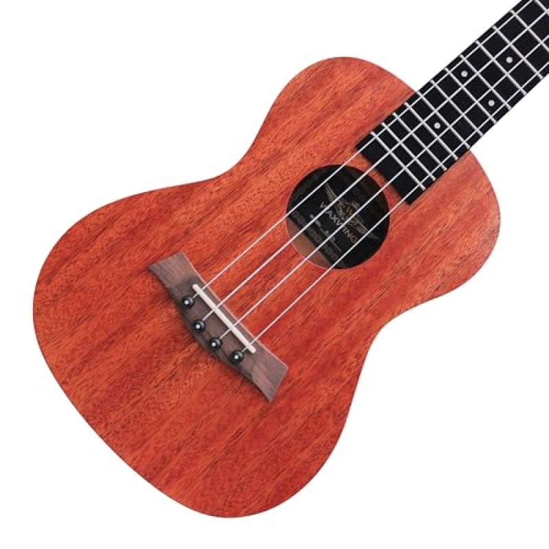 Professional Concert Ukulele, Mahogany Wood Body, 4 String, Black Fretboard
