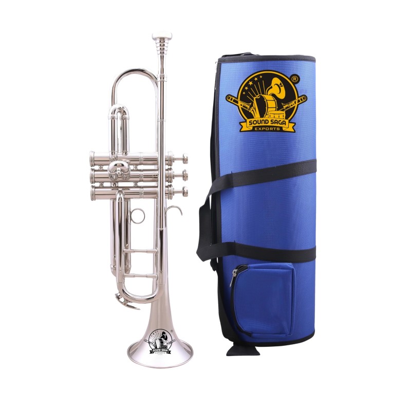 Waxwing india Professional Bb Trumpet, Silver-Plated Brass, Standard Size with 3 Valves with imported oil gloves cleaning kit hard case Waxwing india Professional Bb Trumpet, Silver-Plated Brass, Standard Size with 3 Valves with imported oil gloves cleaning kit hard case